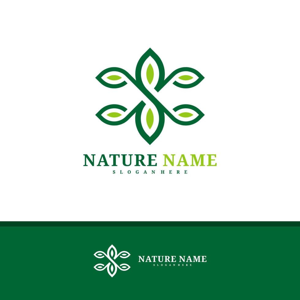 vettore di progettazione del logo della natura, illustrazione del modello di concetti di logo foglia creativa.