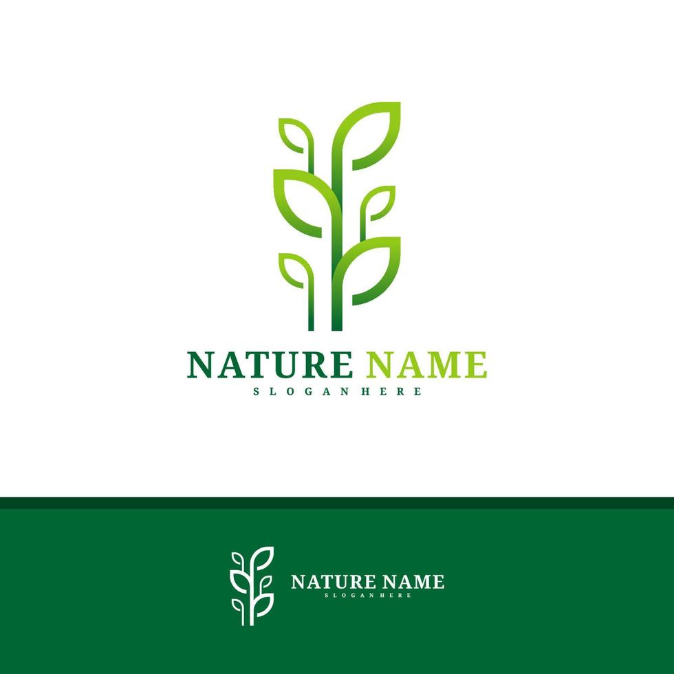 vettore di progettazione del logo della natura, illustrazione del modello di concetti di logo foglia creativa.