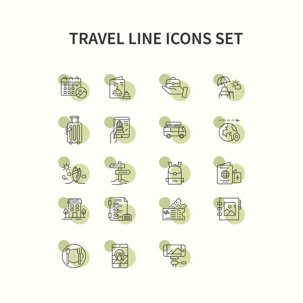 set di icone per viaggiatori e vacanze vettore