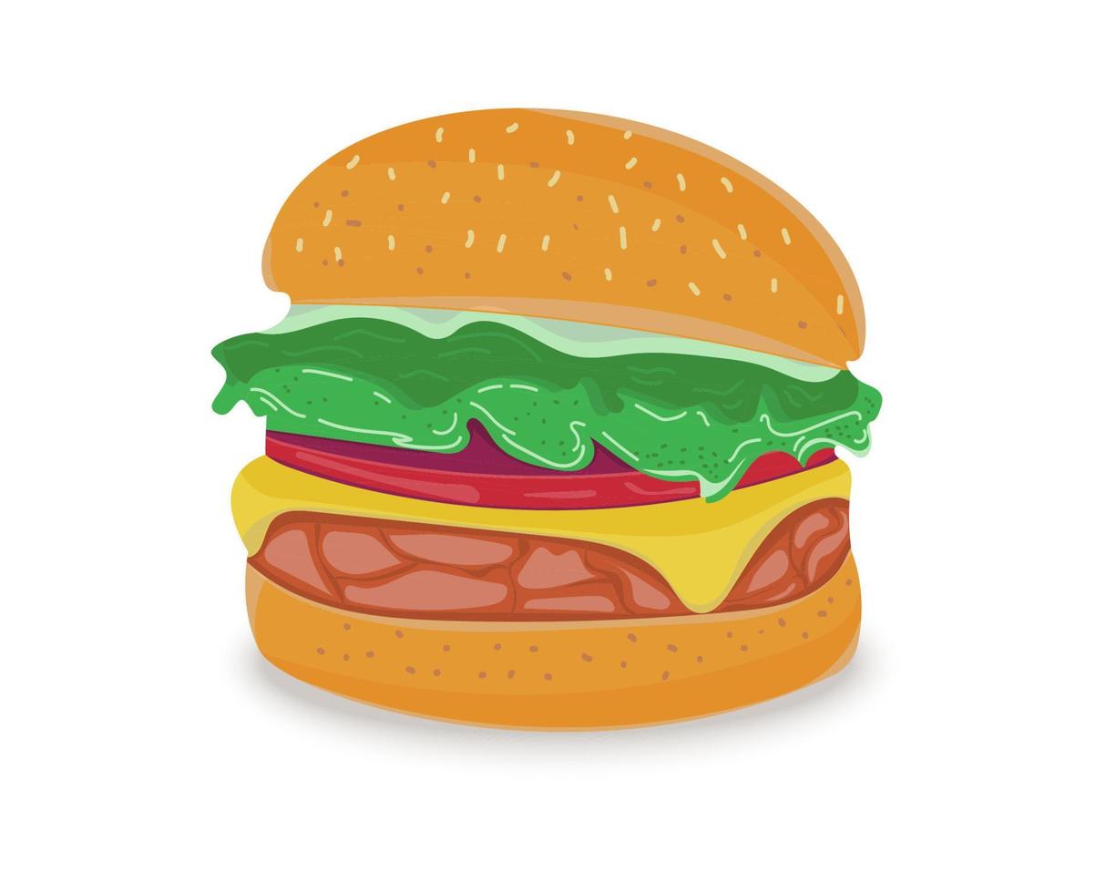 illustrazione di hamburger ripieno di carne e formaggio vettore