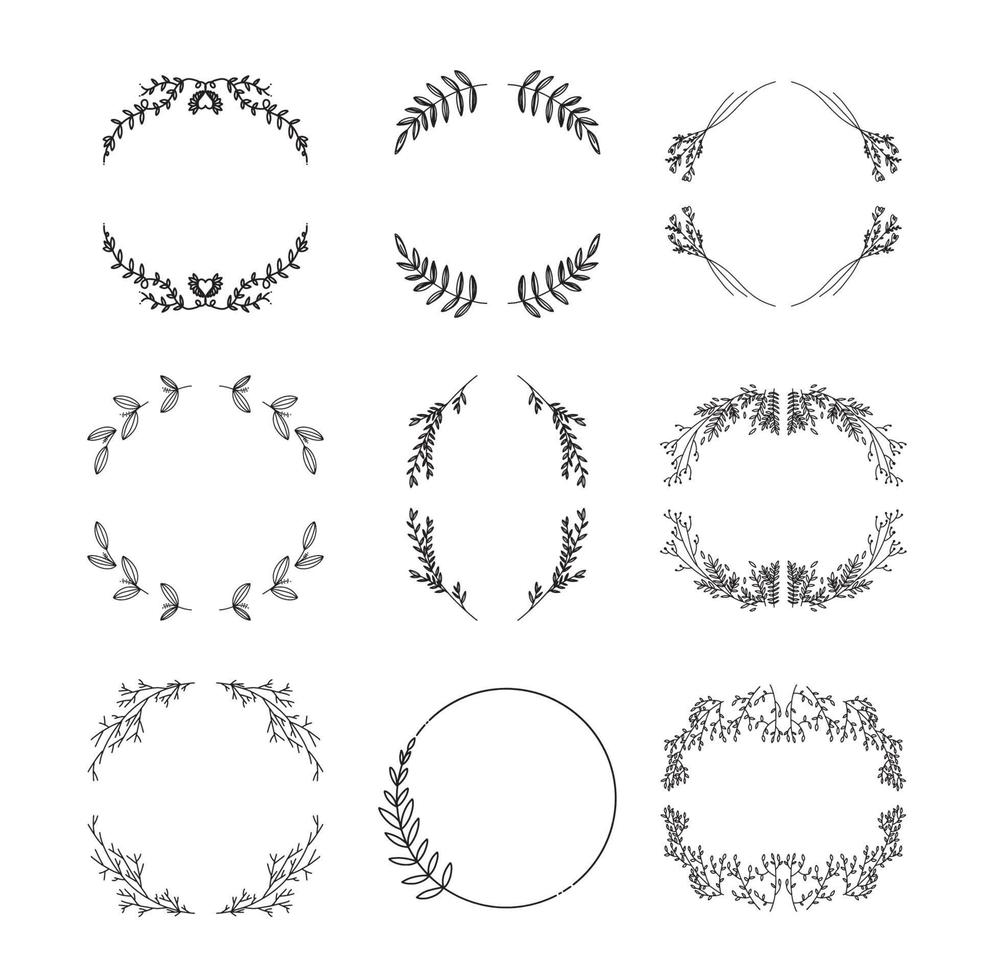 corona d'alloro disegnata a mano floreale vettore