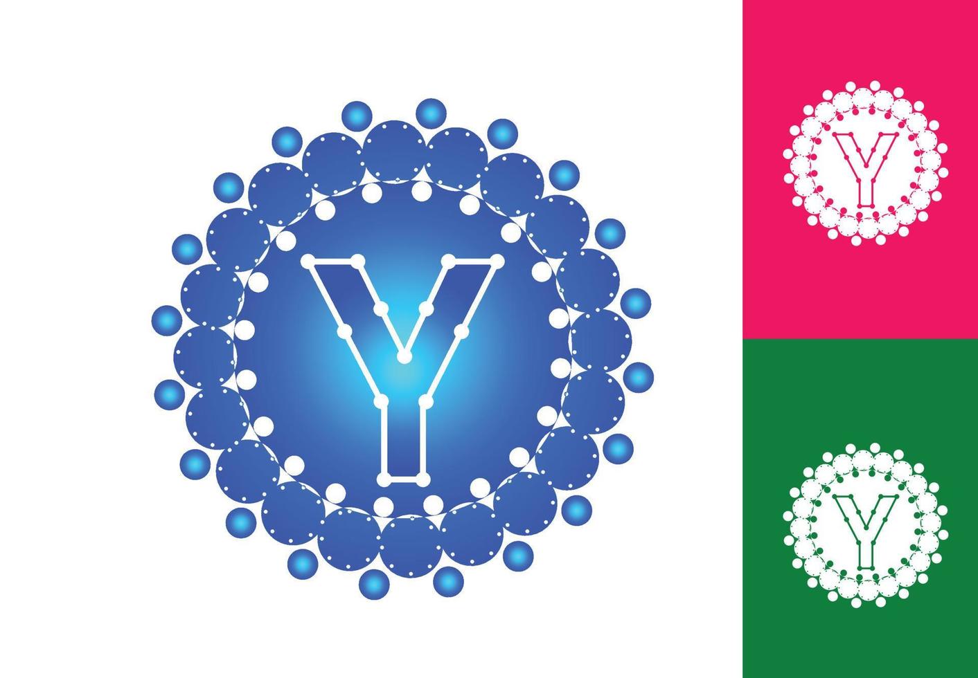 lettera y con logo punto cerchio e modello di progettazione icona vettore