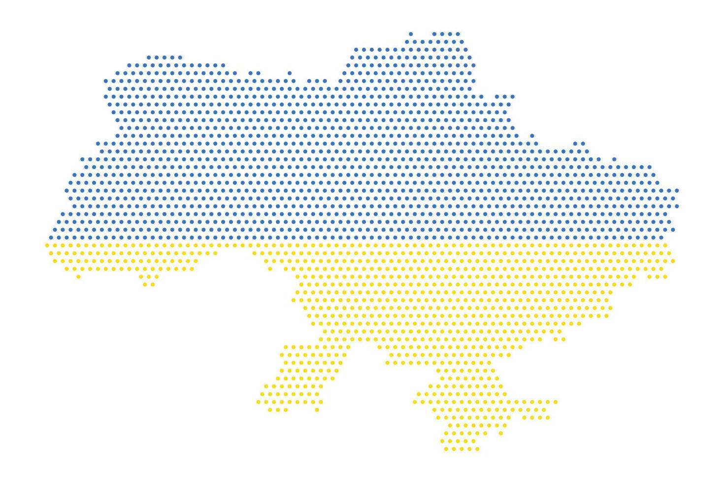 mappa punteggiata dell'ucraina con il colore della bandiera ucraina. mappe pixel dell'ucraina. illustrazione vettoriale
