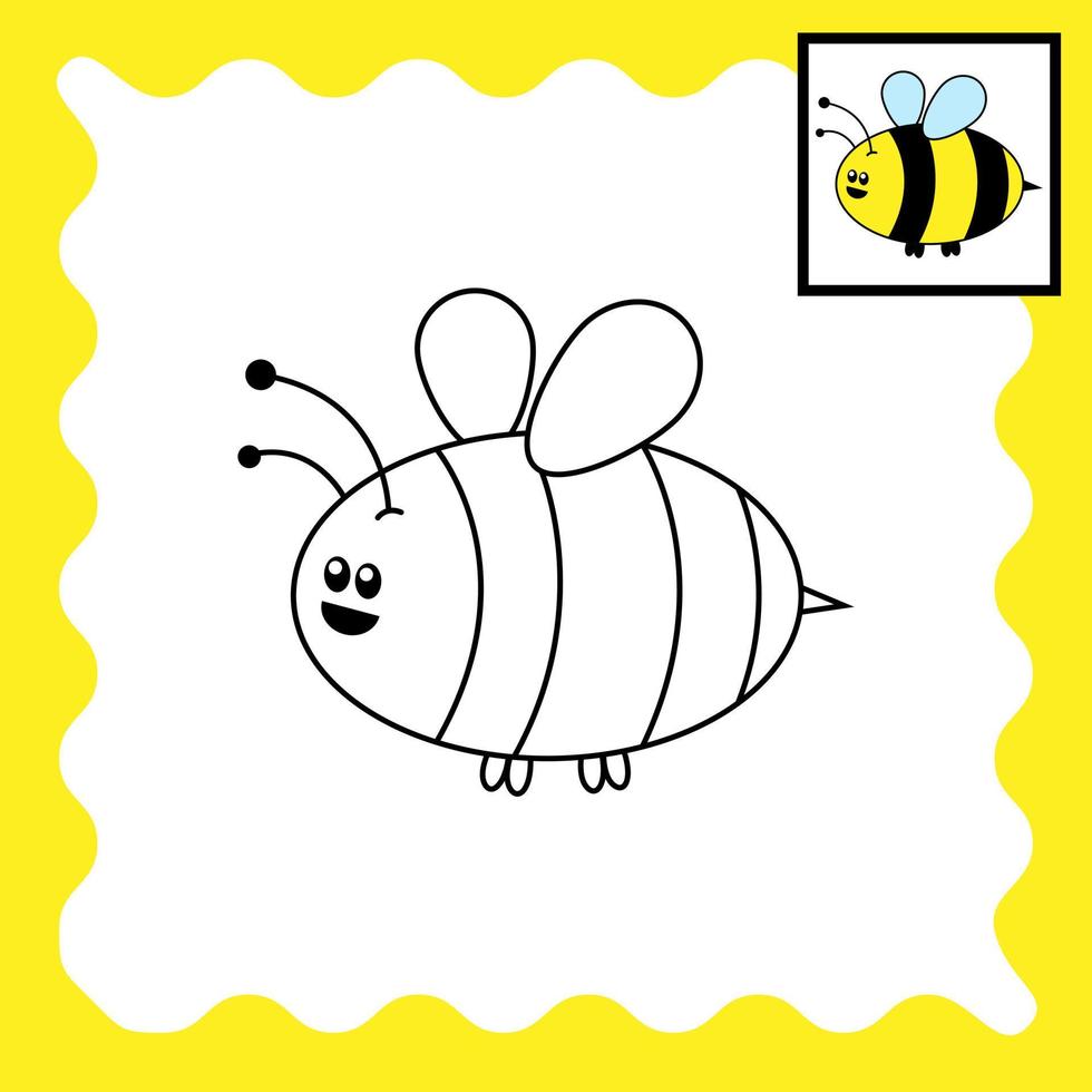 foglio da colorare di ape carina. adatto per libro di attività per bambini vettore