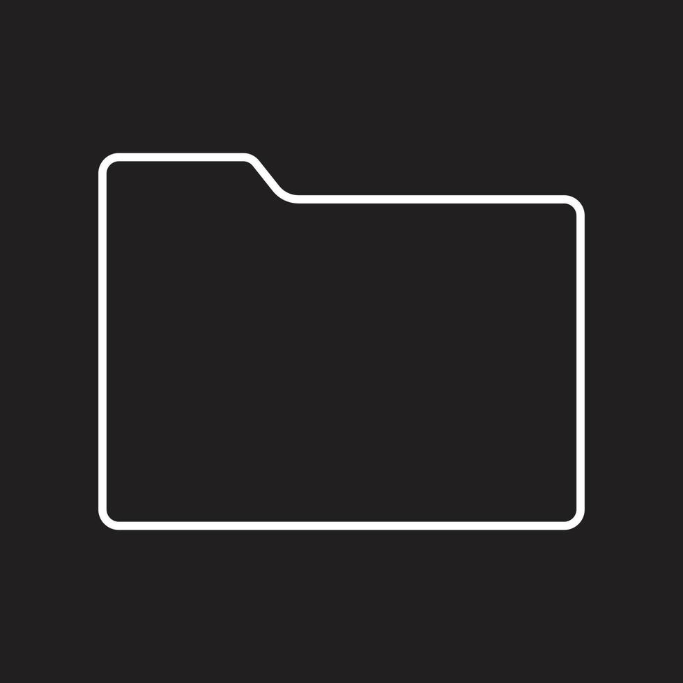 eps10 icona della linea della cartella vettoriale bianca in semplice stile piatto alla moda isolato su sfondo nero