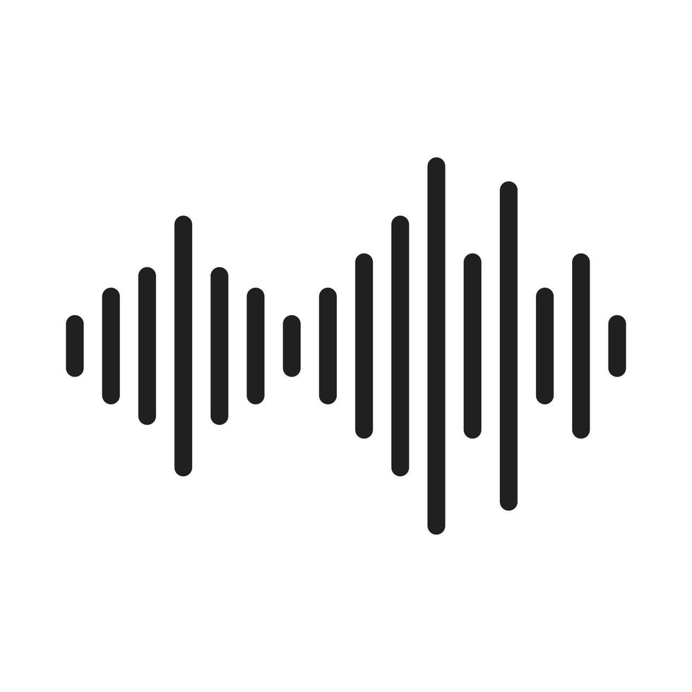 eps10 icona della linea dell'onda sonora vettoriale nera in semplice stile piatto alla moda isolato su sfondo bianco
