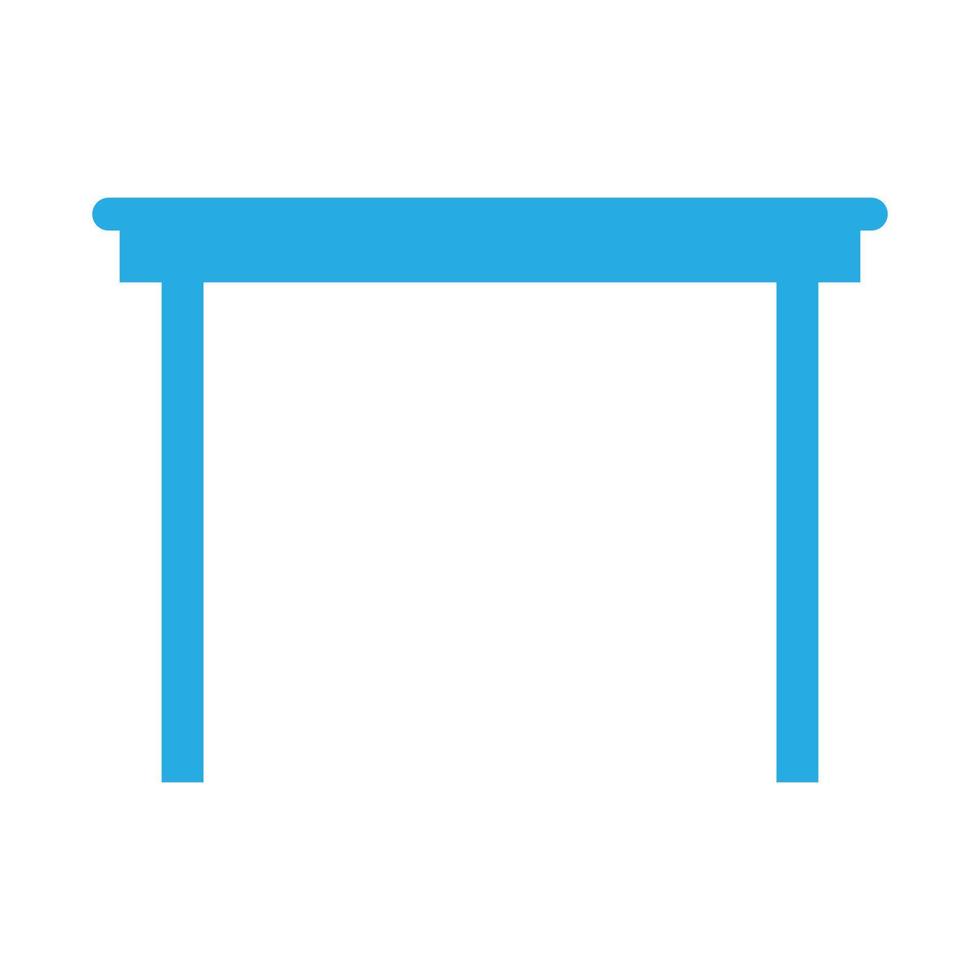 eps10 vettore blu tavolo in legno o icona della scrivania in semplice stile piatto alla moda isolato su priorità bassa bianca