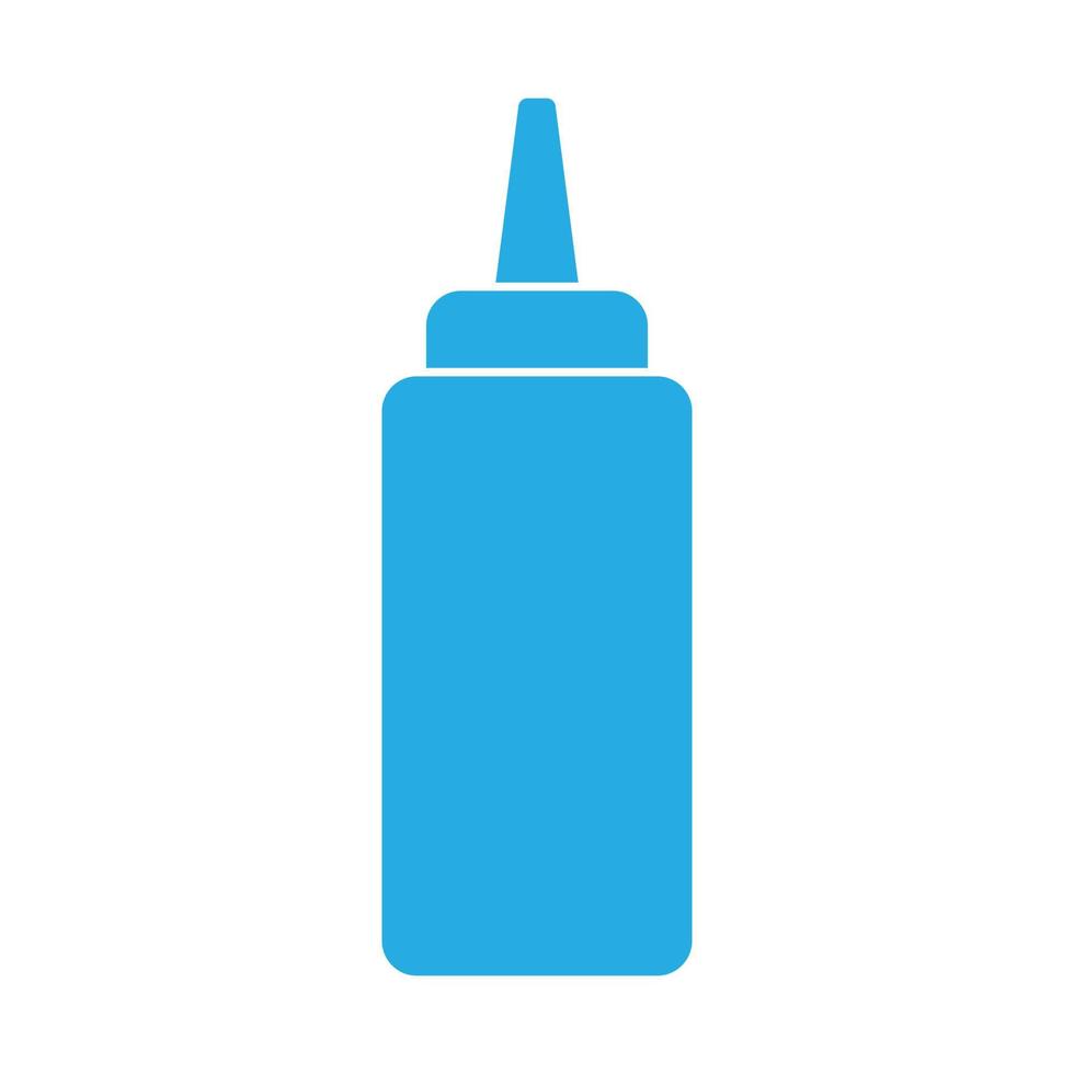eps10 vettore blu ketchup o bottiglia di senape spremere icona in semplice stile piatto e alla moda isolato su priorità bassa bianca