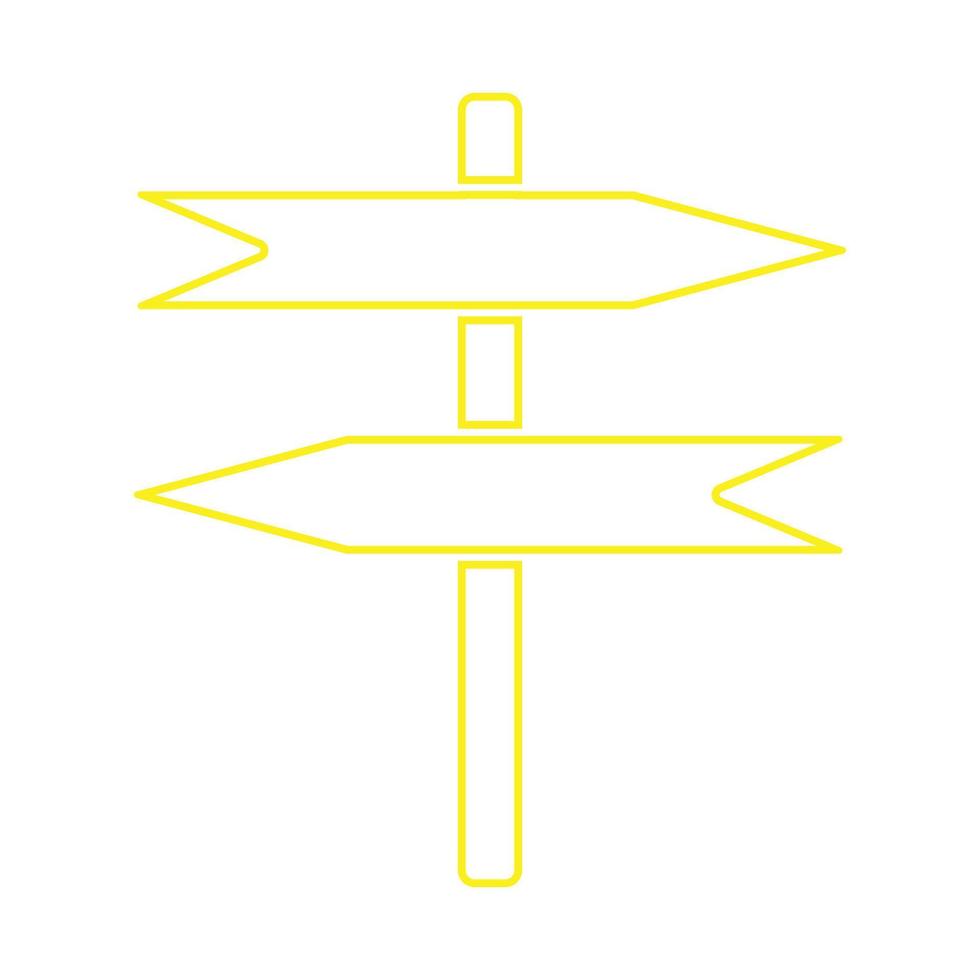 eps10 icona di linea di legno vuota di vettore giallo con due frecce in stile moderno alla moda piatto semplice isolato su priorità bassa bianca
