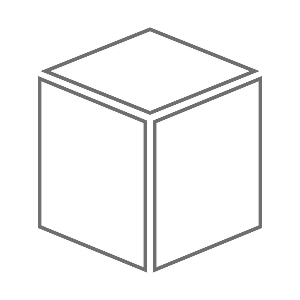 eps10 vettore grigio tridimensionale o 3d icona della linea del cubo in semplice stile piatto e alla moda isolato su priorità bassa bianca