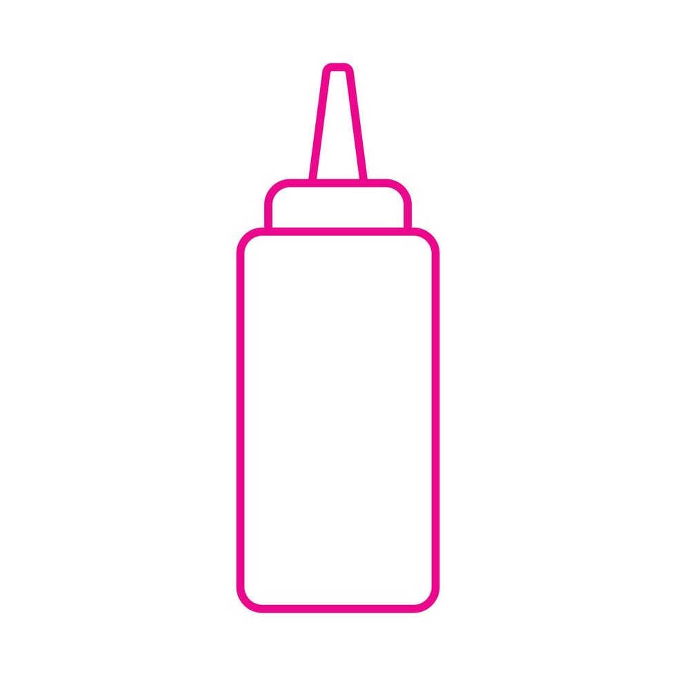 eps10 vettore rosa ketchup o senape spremere l'icona della linea della bottiglia in semplice stile piatto e alla moda isolato su sfondo bianco