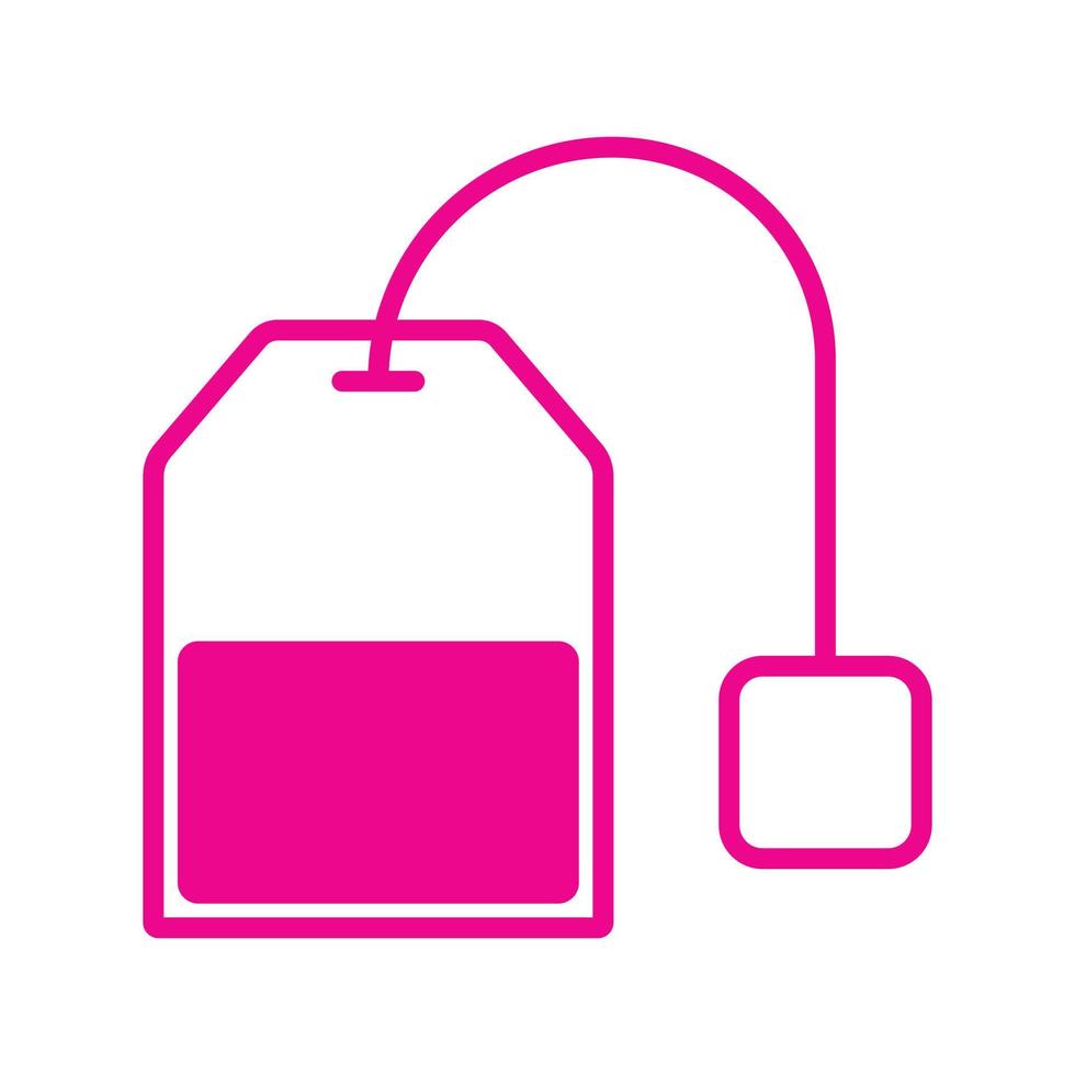 eps10 vettore rosa bustina di tè linea arte icona o logo in semplice stile piatto e moderno alla moda isolato su sfondo bianco