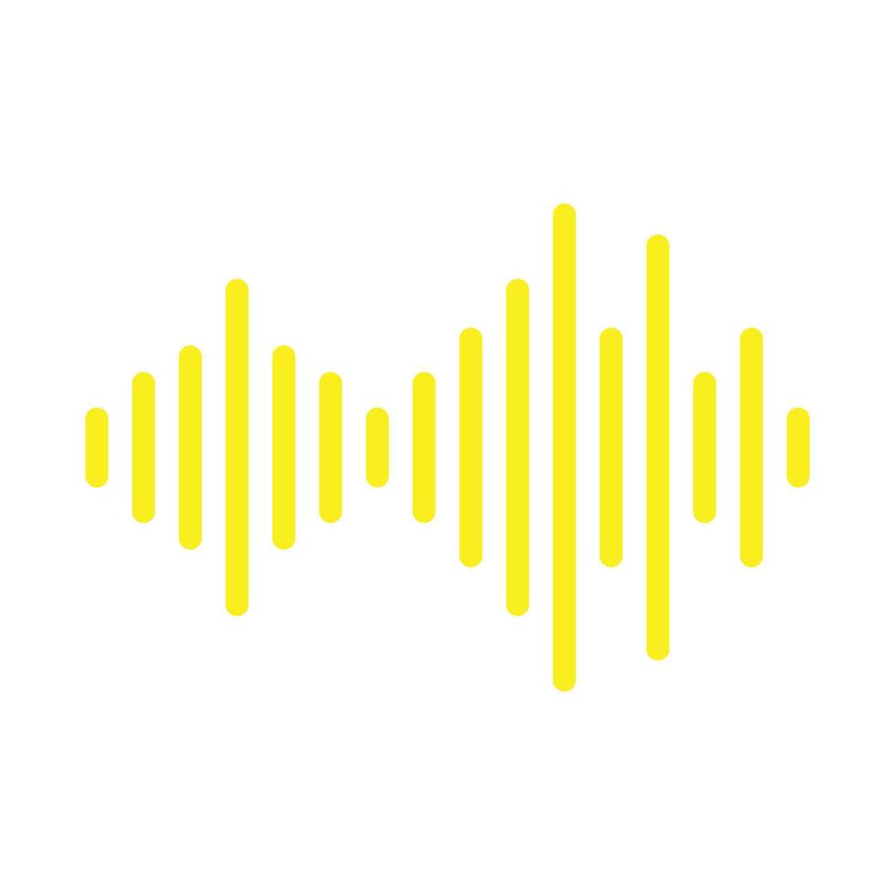 eps10 icona della linea dell'onda sonora vettoriale gialla in semplice stile piatto e alla moda isolato su sfondo bianco
