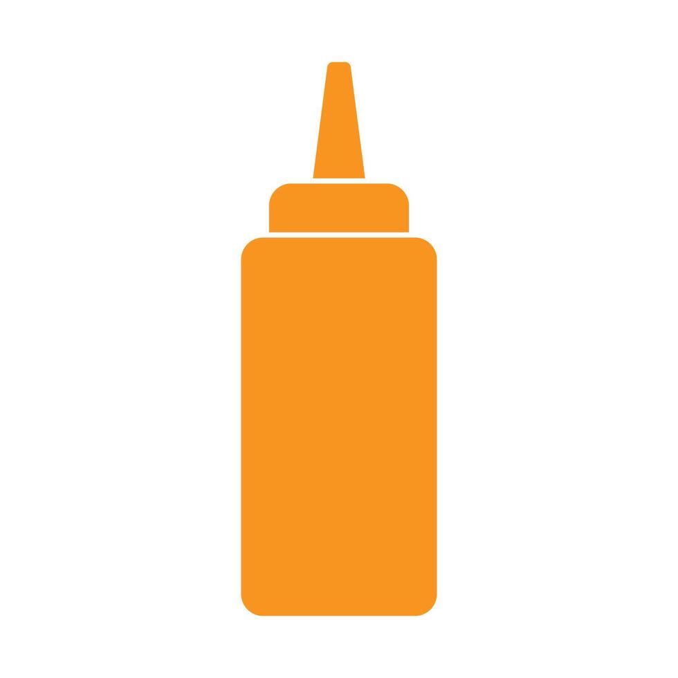 eps10 vettore arancione ketchup o bottiglia di senape spremere icona in semplice stile piatto e alla moda isolato su priorità bassa bianca