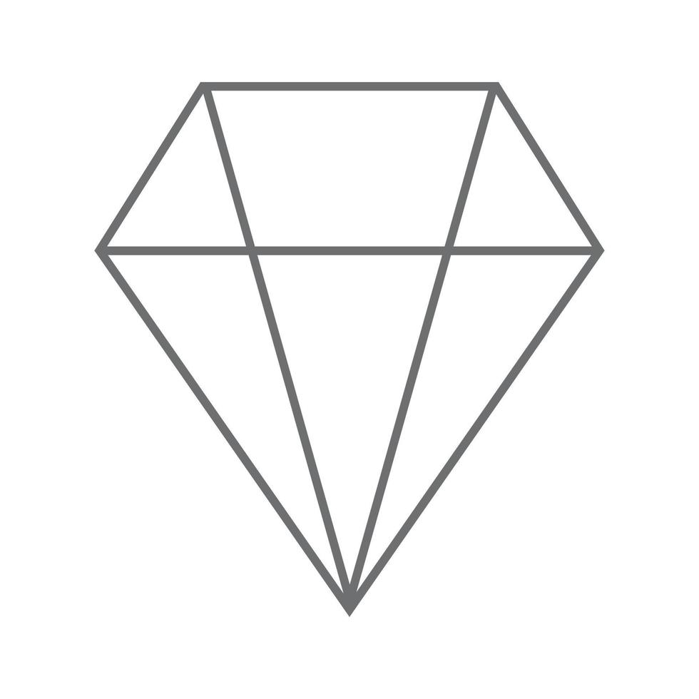 eps10 icona della linea del diamante di vettore grigio o simbolo in semplice stile piatto alla moda isolato su priorità bassa bianca