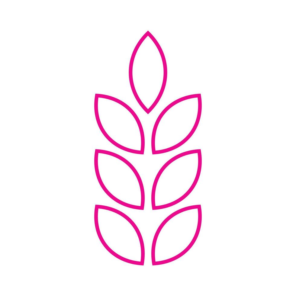 eps10 icona o logo di arte della linea di grano rosa vettoriale in semplice stile moderno piatto e alla moda isolato su priorità bassa bianca