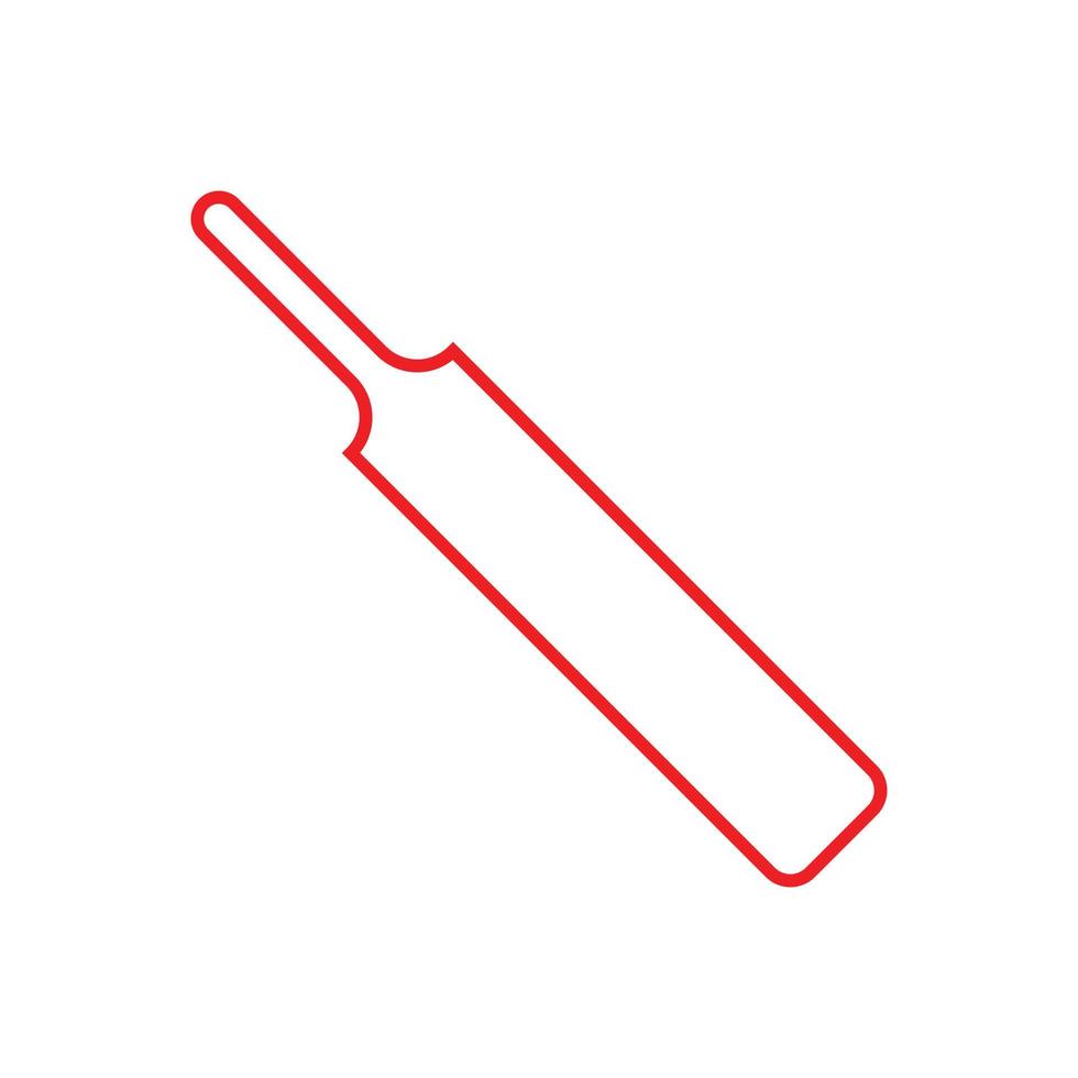 eps10 vettore rosso mazza da cricket icona linea in semplice stile piatto e alla moda isolato su sfondo bianco