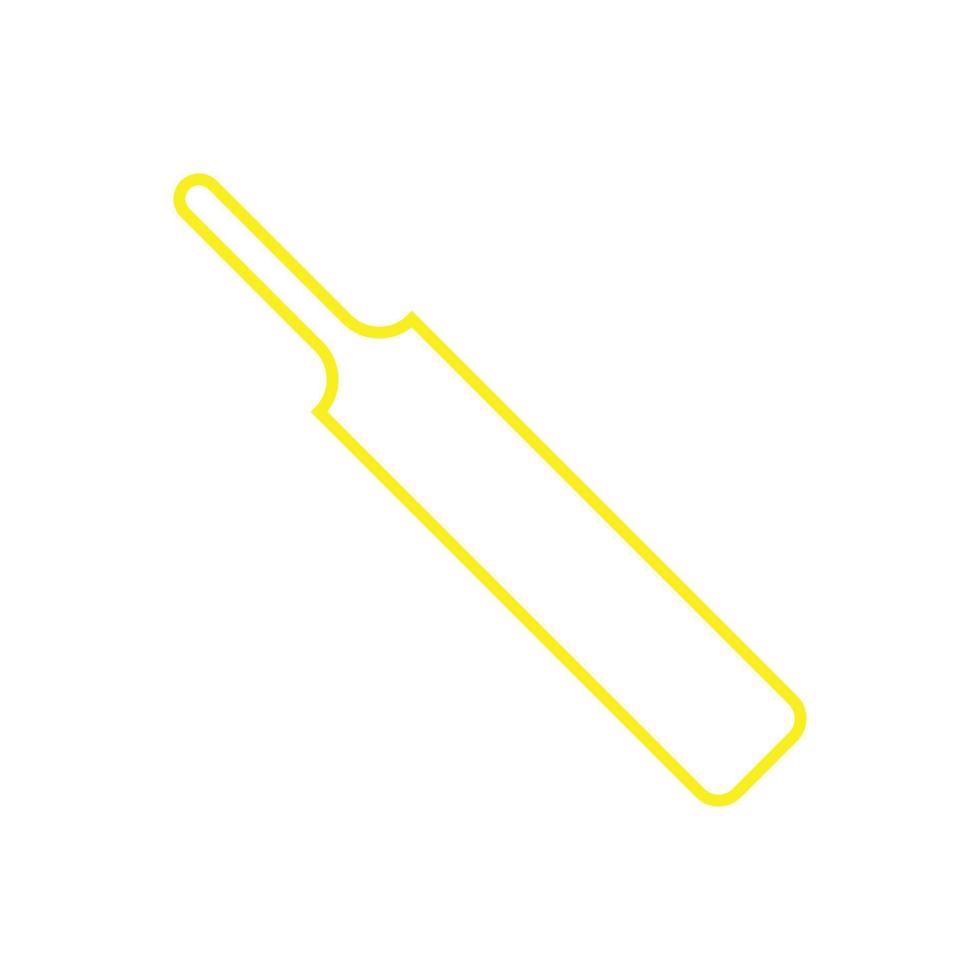 eps10 vettore giallo mazza da cricket icona linea in semplice stile piatto e alla moda isolato su sfondo bianco