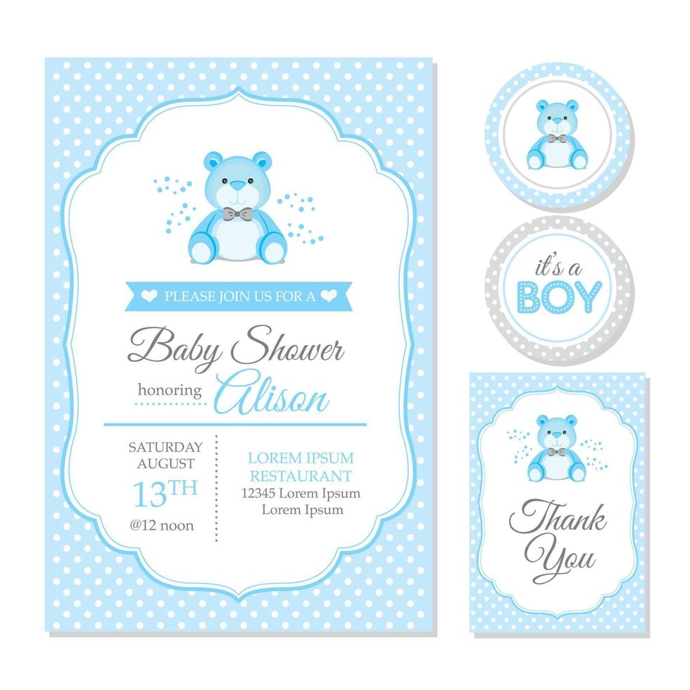 modello di invito per baby shower con simpatico orso vettore