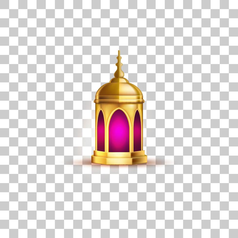 sfondo vettoriale islamico design lanterna vintage oro, luna crescente dorata. biglietti di auguri arabi, striscioni, poster ramadan kareem. tradizionale giorno santo islamico