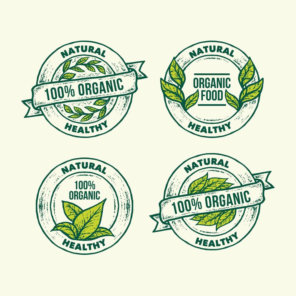 logo vintage disegnato a mano dell'etichetta dell'alimento della natura organica vettore