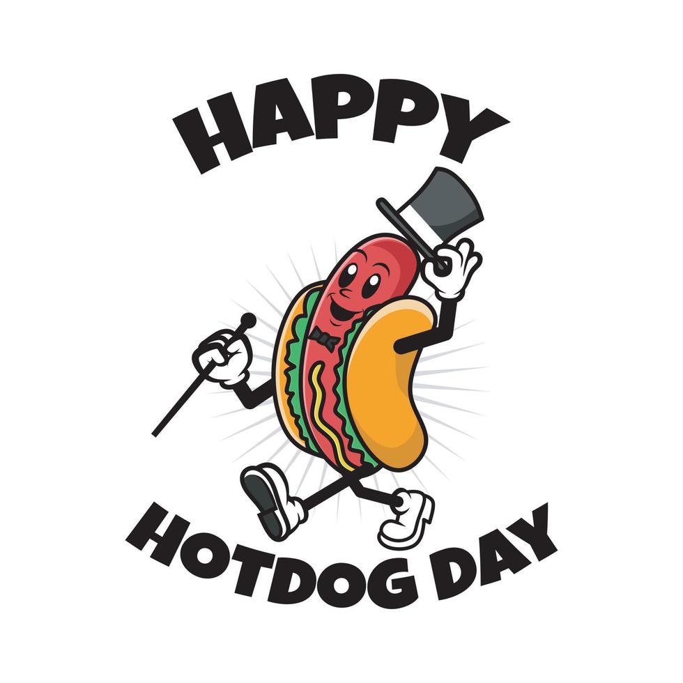 cartone animato felice giorno hot dog design vettore