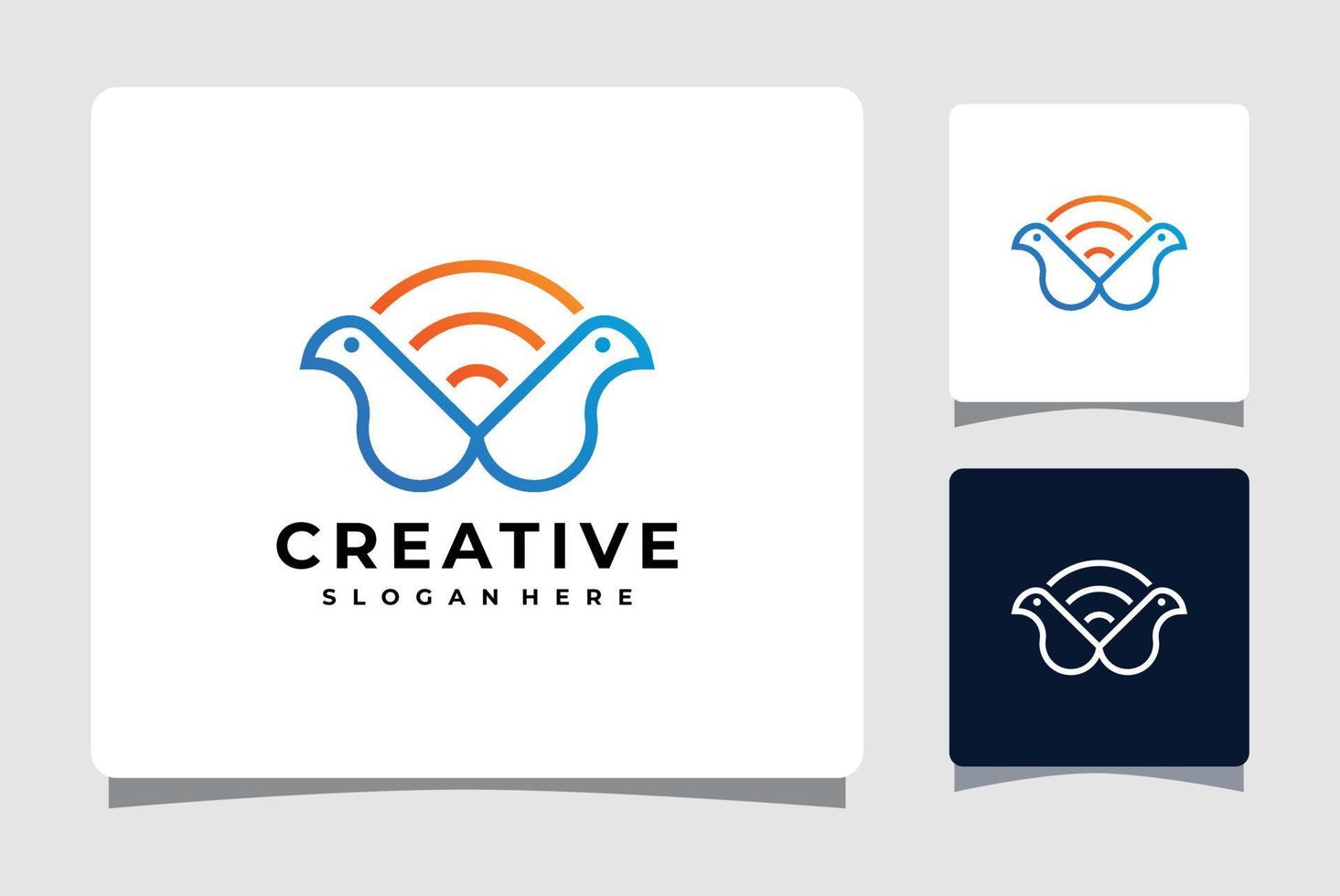 segnale wifi e ispirazione per il design del modello del logo dell'uccello vettore