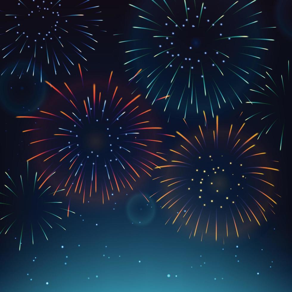 sfondo di fuochi d'artificio luminoso e colorato vettore