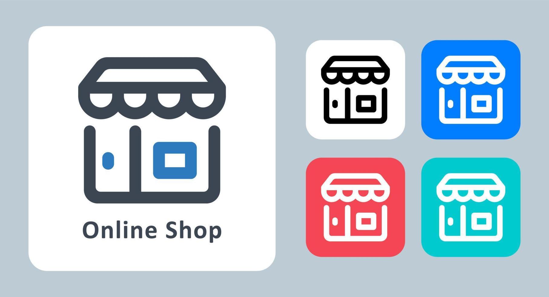 icona del negozio - illustrazione vettoriale. negozio, shopping, negozio, mercato, acquisto, vendita, acquisto, e-commerce, linea, contorno, piatto, icone. vettore