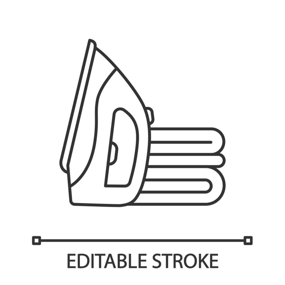 icona lineare di stiratura. illustrazione al tratto sottile. ferro a vapore. simbolo di contorno. disegno di contorno isolato vettoriale. tratto modificabile vettore