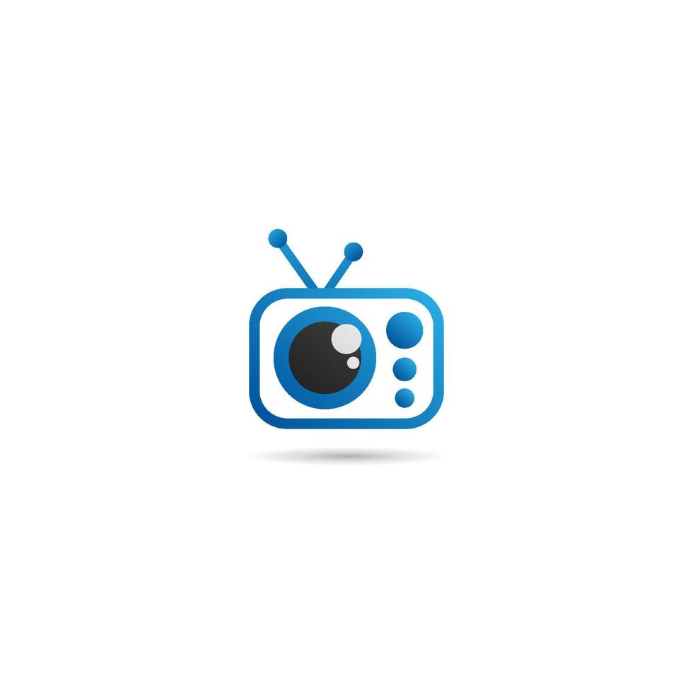 modello di progettazione del logo del canale televisivo eye, concetto di logo del fumetto, icona vettoriale, blu, nero, ellisse, arrotondato, rettangolo vettore
