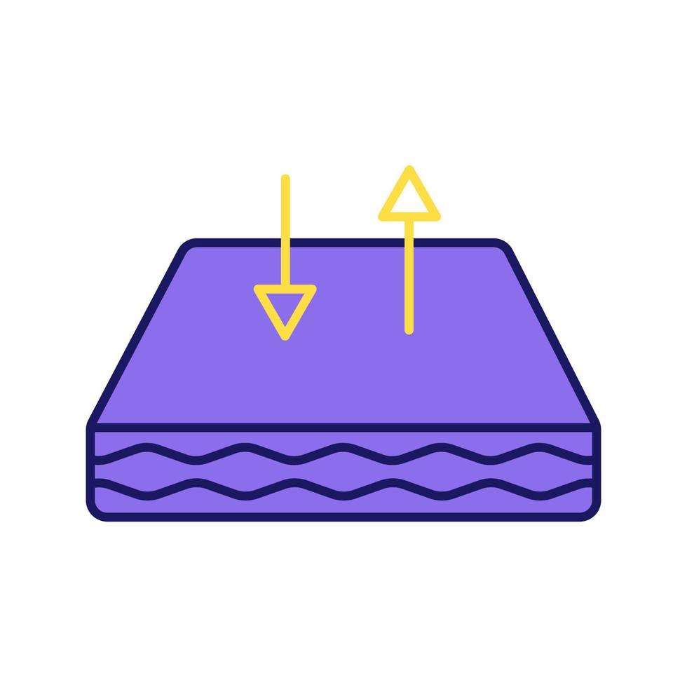 icona del colore del materasso traspirante. materasso per lettino con rivestimento in tessuto traspirante. circolazione d'aria. illustrazione vettoriale isolata