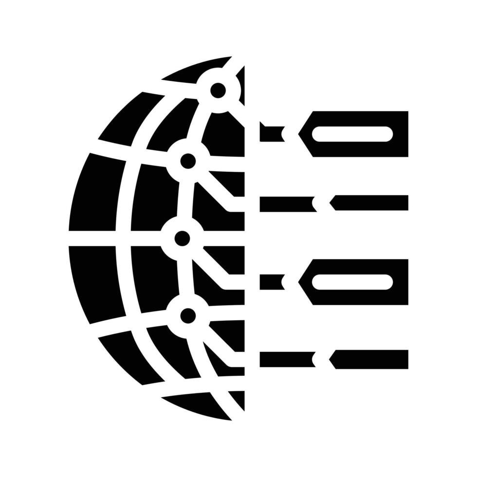 illustrazione vettoriale dell'icona del glifo di comunicazione mondiale