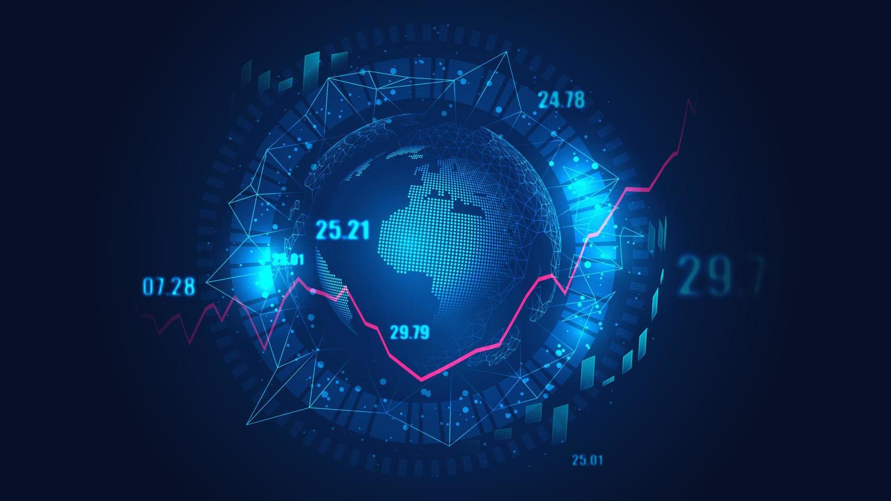 concetto grafico finanziario globale adatto per la tecnologia finanziaria globale o le tendenze economiche mondiali e tutto il design di opere d'arte. sfondo astratto di finanza. illustrazione vettoriale