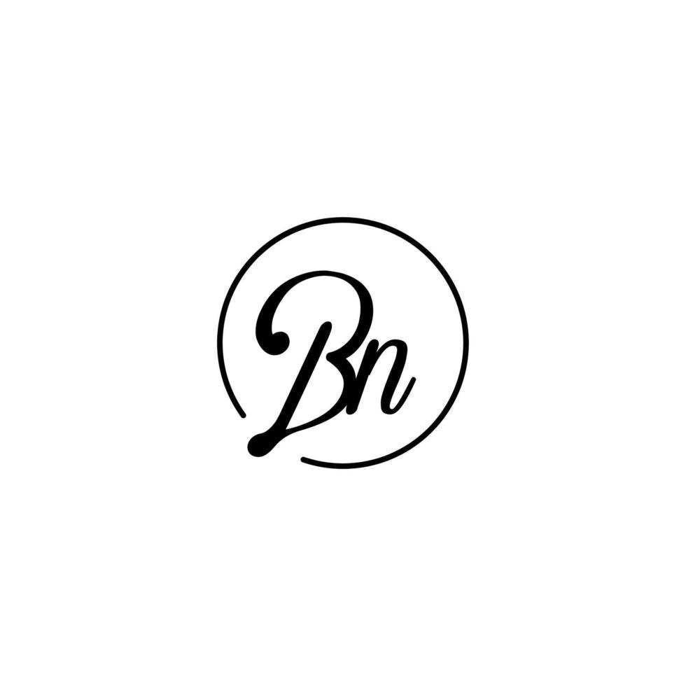 bn circle logo iniziale migliore per la bellezza e la moda in un audace concetto femminile vettore