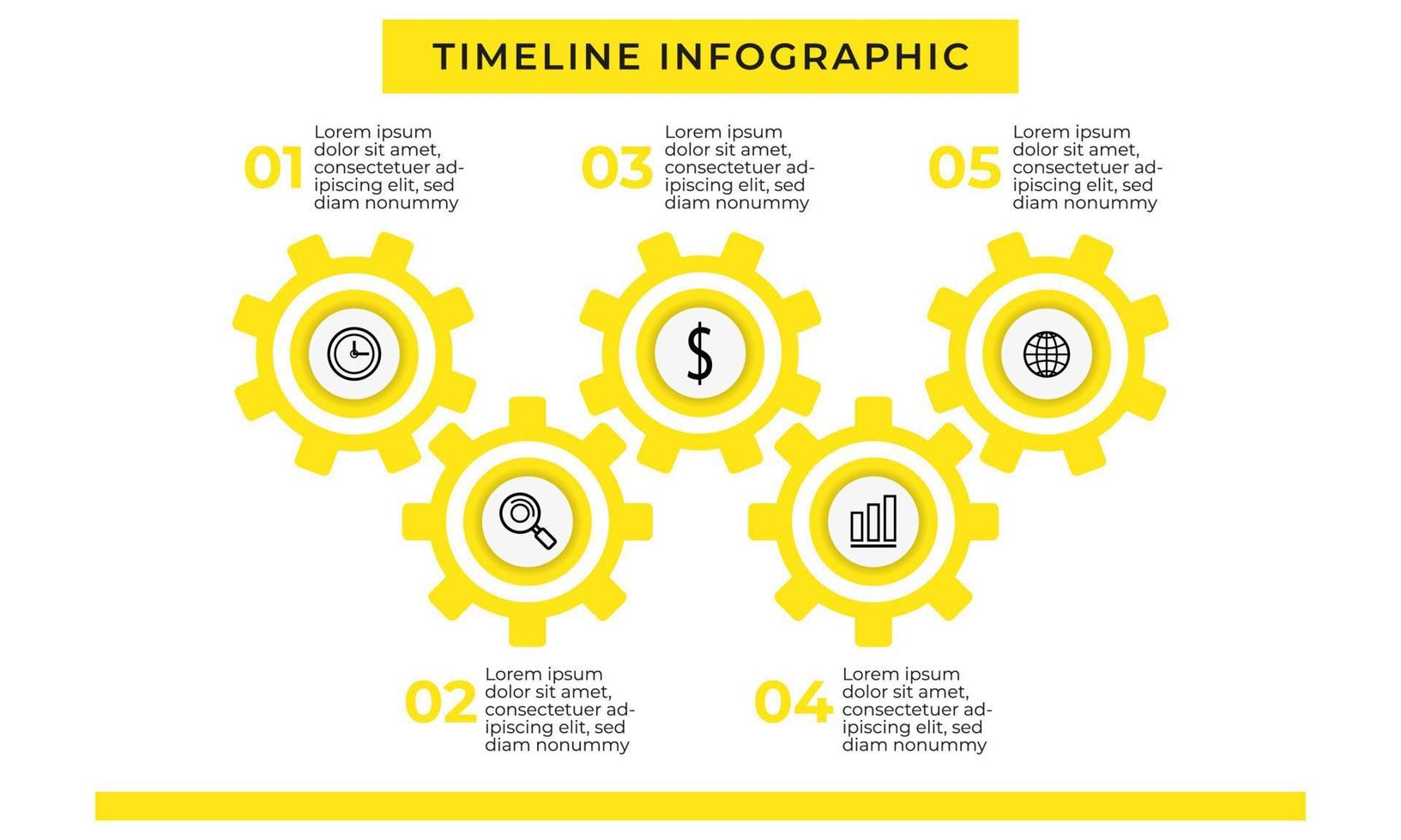 modello di infografica a 6 fasi con ingranaggio giallo vettore