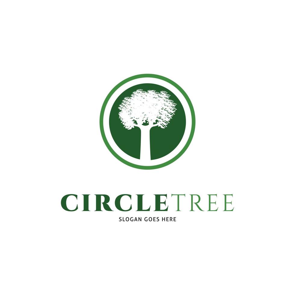 modello di progettazione del logo di vettore dell'albero del cerchio verde