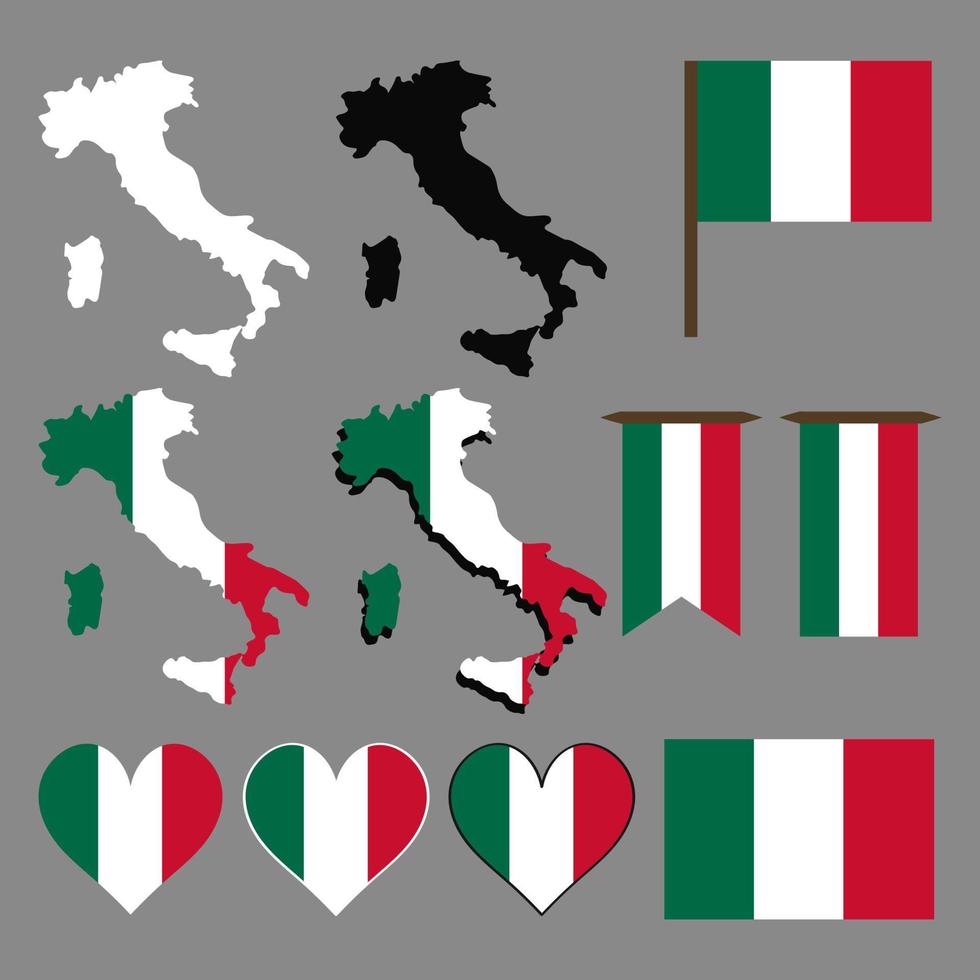 Italia. mappa e bandiera d'italia. illustrazione vettoriale. vettore