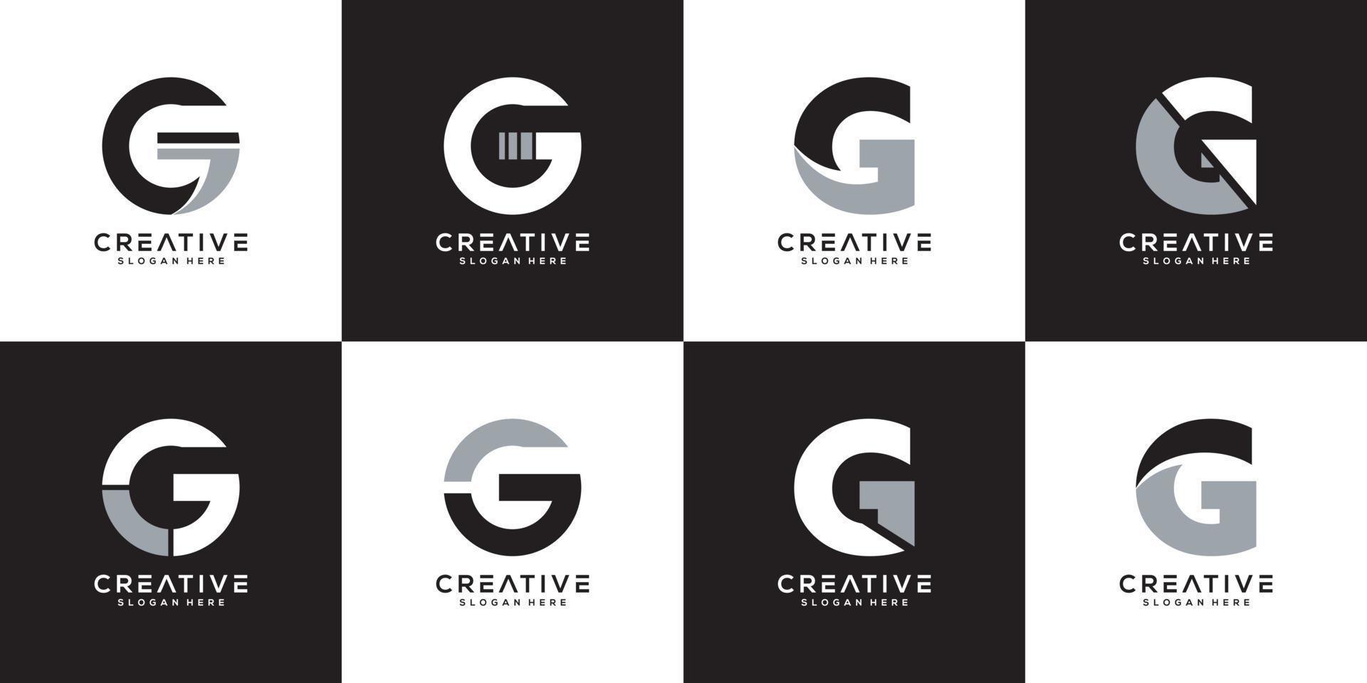 set di design del logo vettoriale iniziale della lettera g
