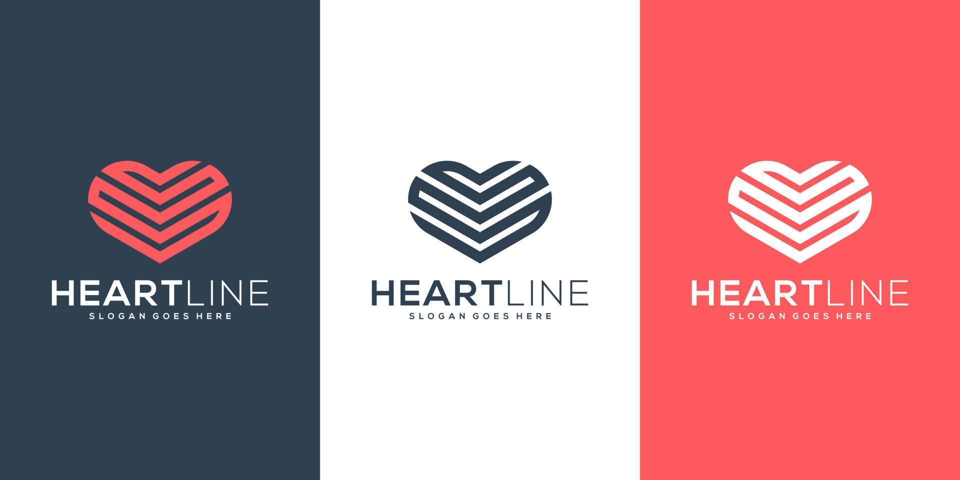 linea di disegno vettoriale del logo del cuore