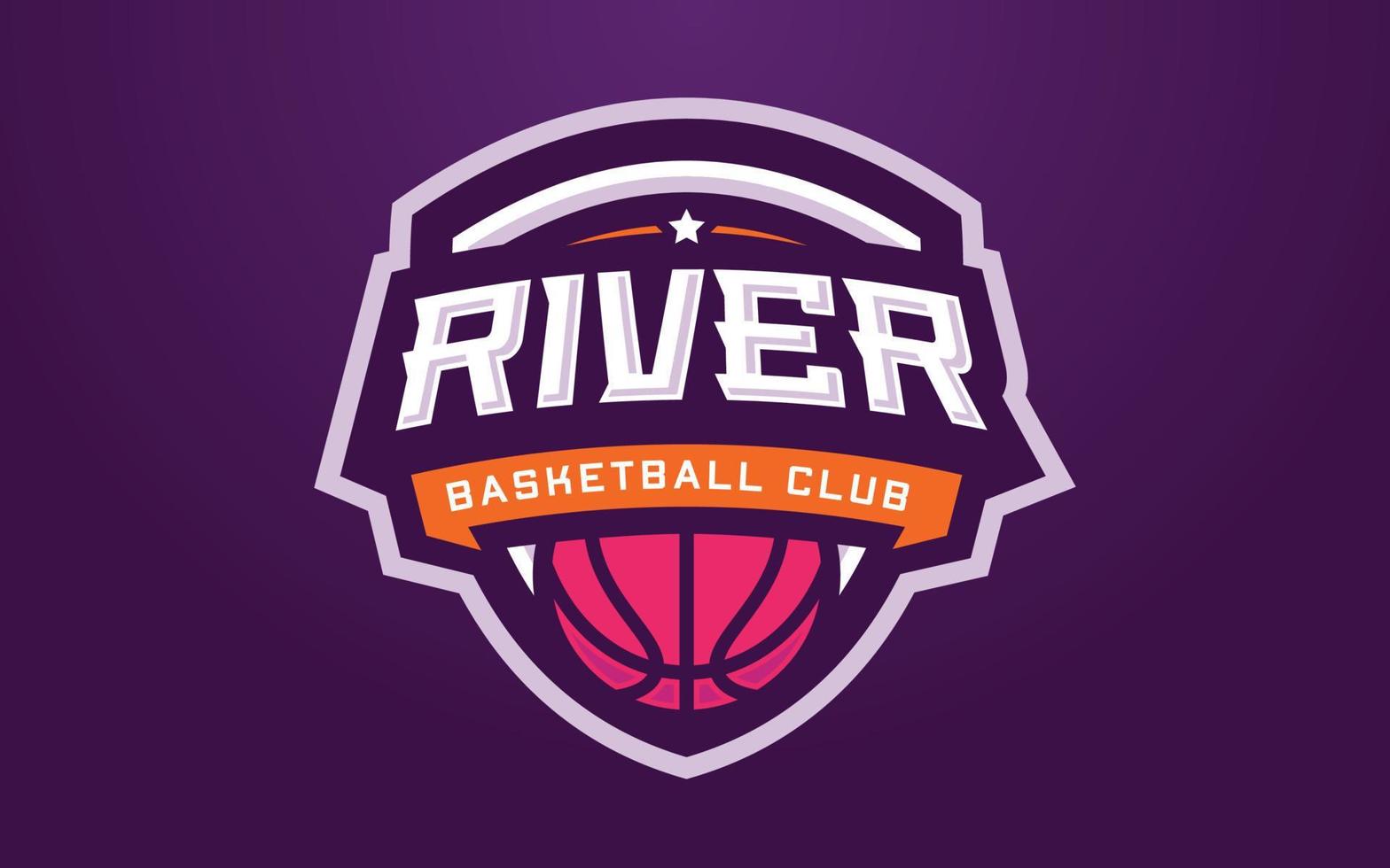 modello di logo del club di basket per squadra sportiva o torneo vettore