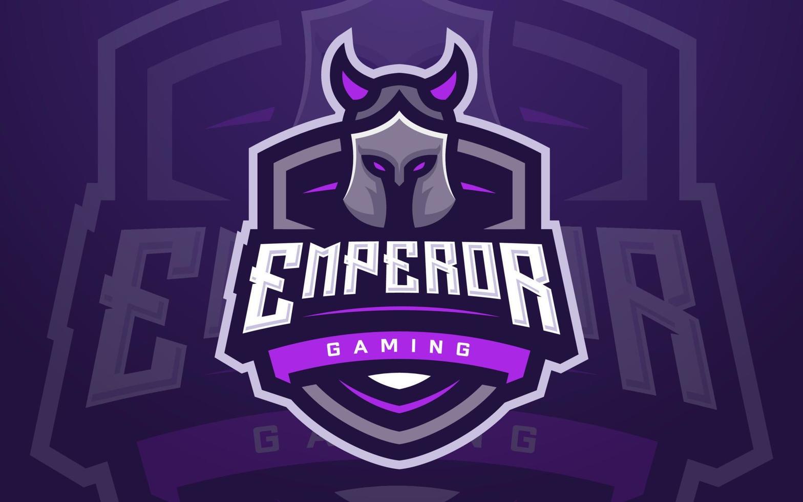 modello di logo professionale dell'imperatore esports per la squadra di gioco o il torneo di gioco vettore