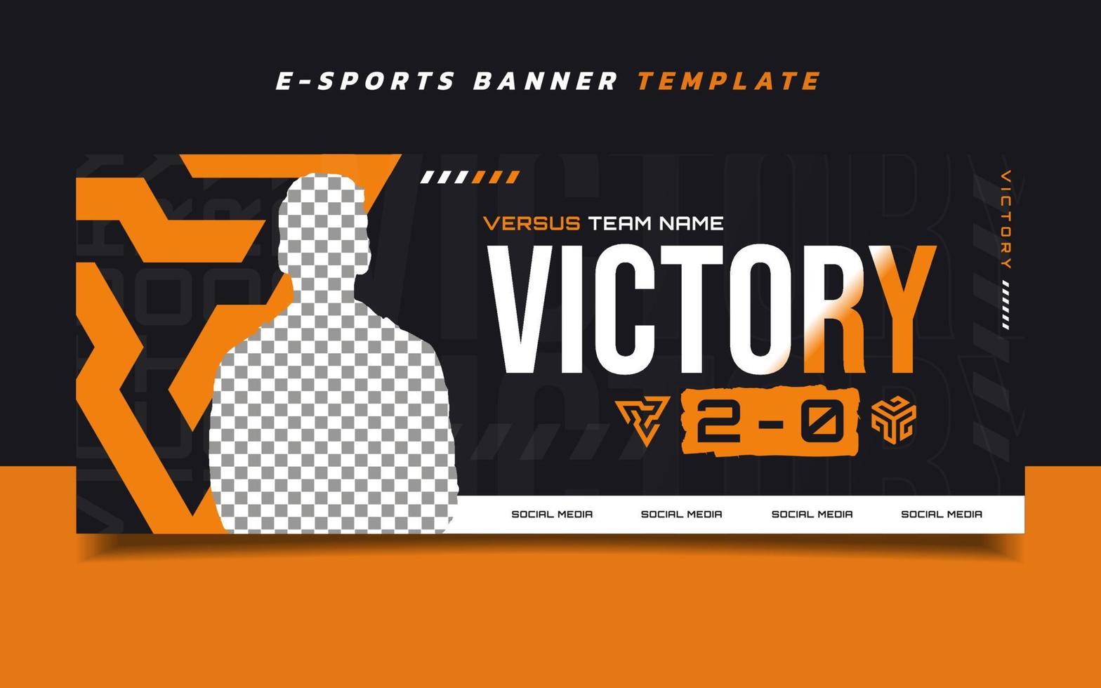modello di banner di gioco di eSport di vittoria con logo per i social media vettore