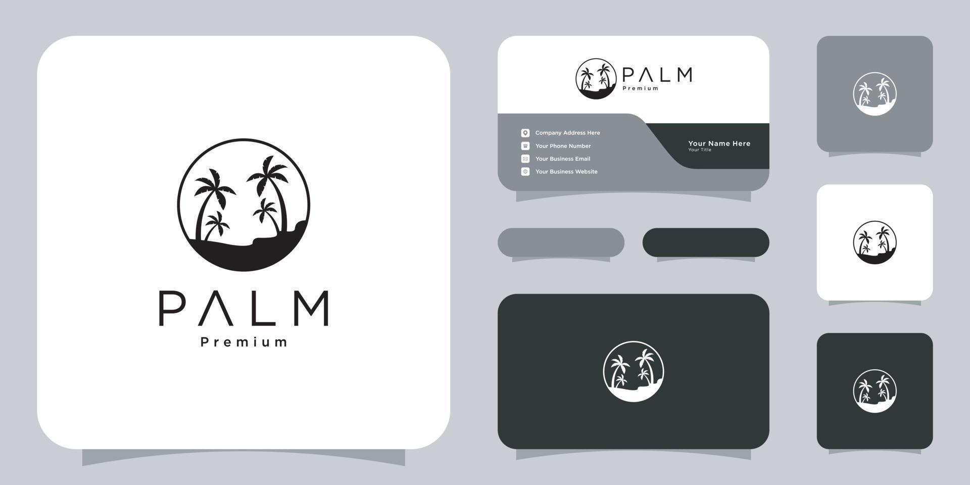 disegno vettoriale del logo della palma e biglietto da visita