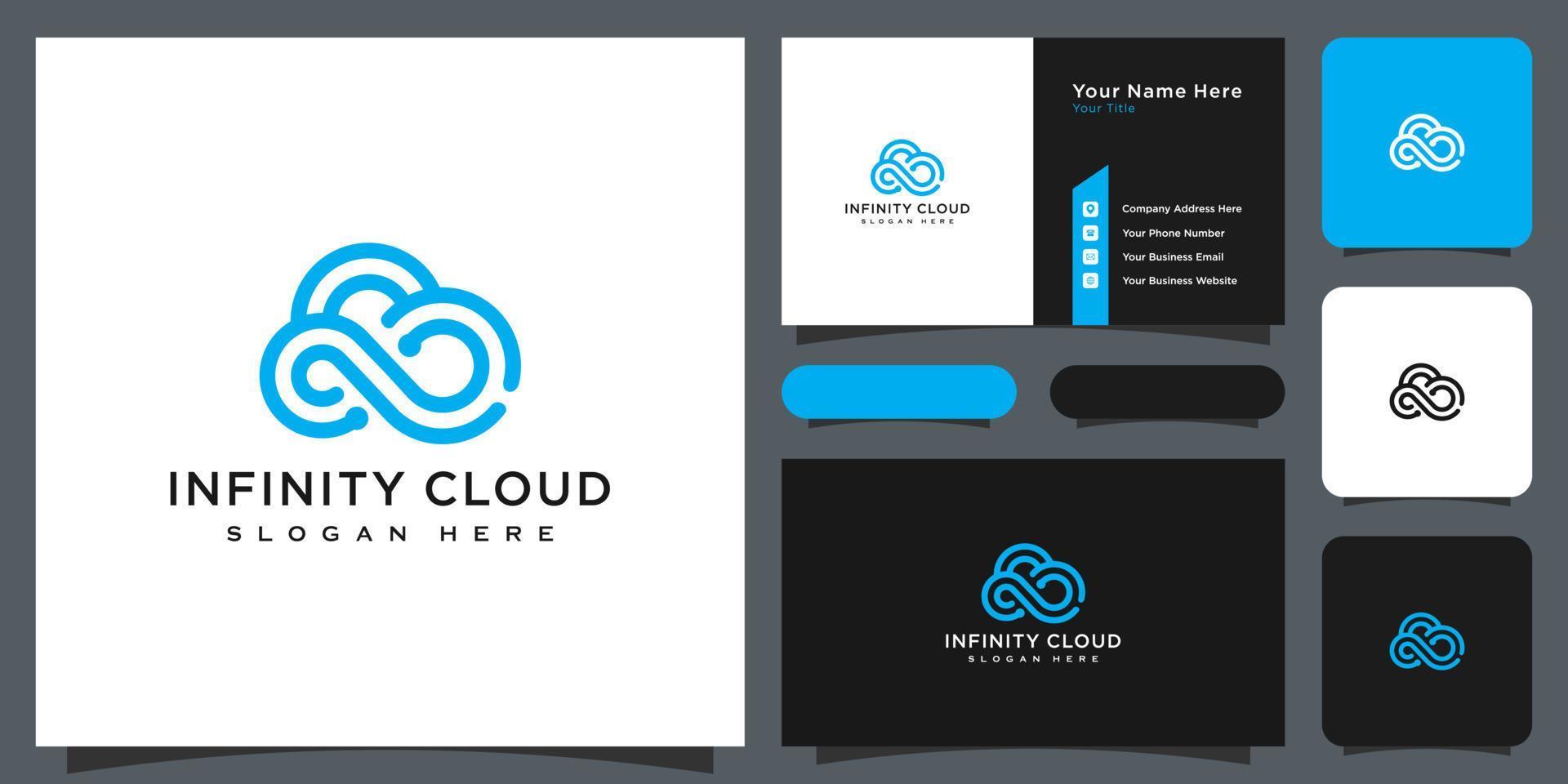 Infinity cloud logo design vettoriale e biglietto da visita