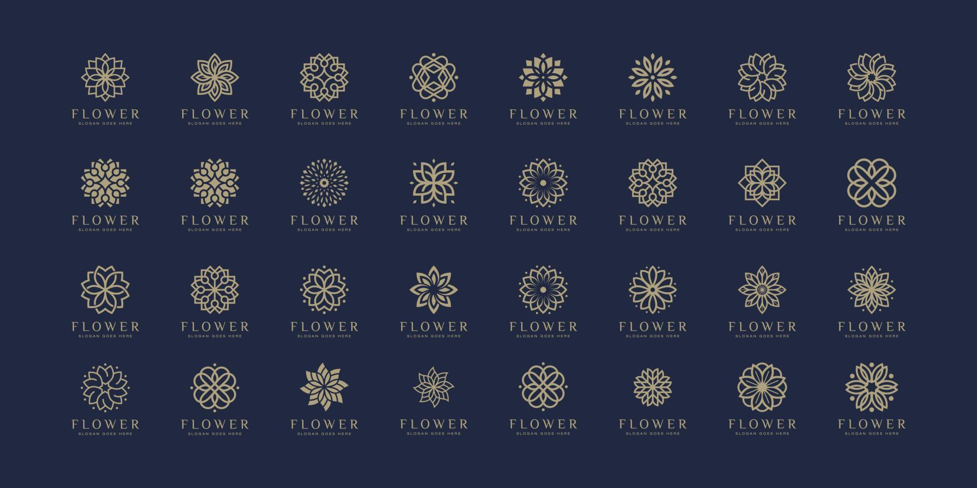set di fiori di lusso logo design natura vettore