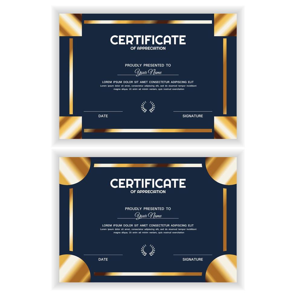 bundle creativo certificato d'oro modello premio di apprezzamento vettore