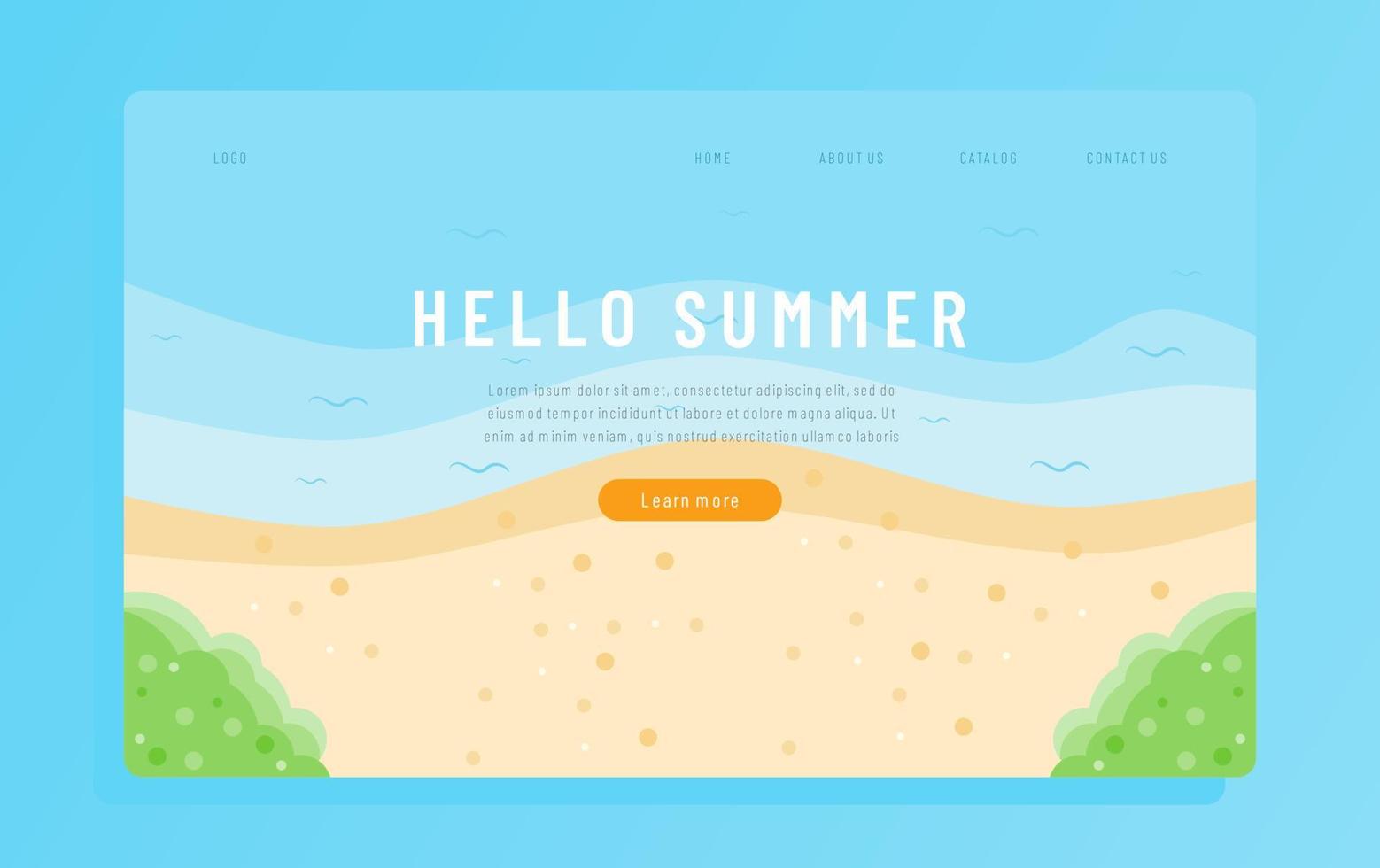 illustrazione grafica vettoriale di vista sulla spiaggia. concetto di vacanza estiva. perfetto per landing page web, banner, poster, ecc.