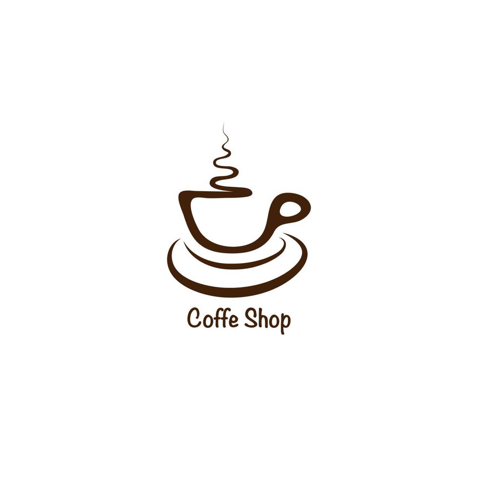 modello di progettazione del logo della caffetteria, concetto di logo minimo, illustrazione del logo semplice, icona vettore tazza