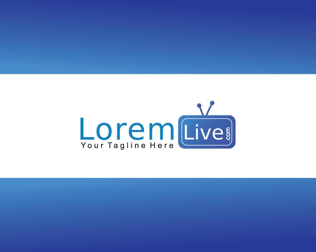 concetto di logo del canale tv online, modello di progettazione del logo in live streaming, icona tv blu vettore